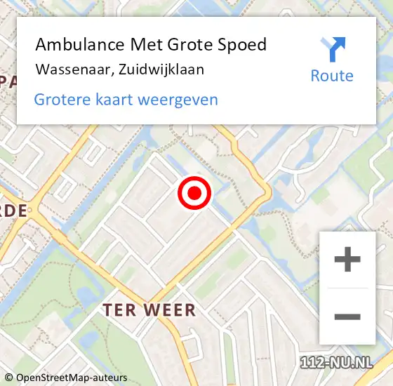 Locatie op kaart van de 112 melding: Ambulance Met Grote Spoed Naar Wassenaar, Zuidwijklaan op 31 december 2016 19:08