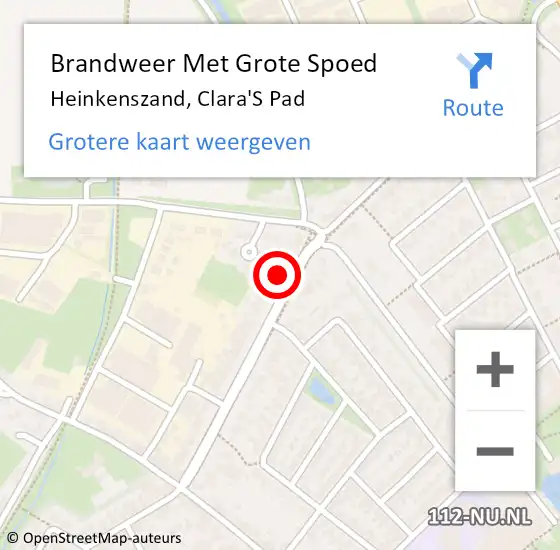 Locatie op kaart van de 112 melding: Brandweer Met Grote Spoed Naar Heinkenszand, Clara'S Pad op 31 december 2016 19:14