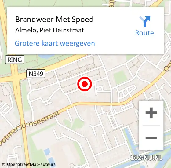 Locatie op kaart van de 112 melding: Brandweer Met Spoed Naar Almelo, Piet Heinstraat op 31 december 2016 19:41