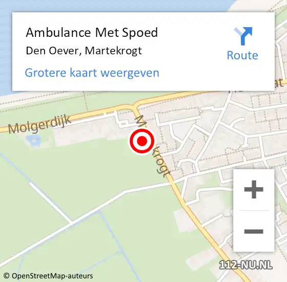 Locatie op kaart van de 112 melding: Ambulance Met Spoed Naar Den Oever, Martekrogt op 31 december 2016 19:44