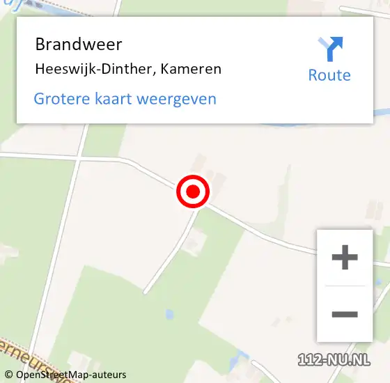 Locatie op kaart van de 112 melding: Brandweer Heeswijk-Dinther, Kameren op 31 december 2016 19:45