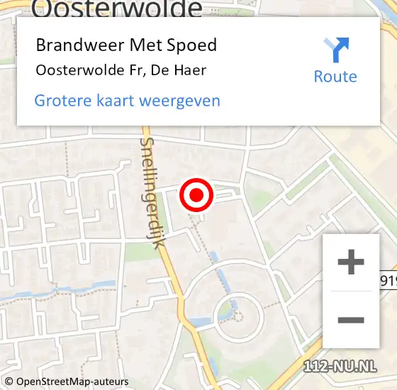 Locatie op kaart van de 112 melding: Brandweer Met Spoed Naar Oosterwolde Fr, De Haer op 31 december 2016 19:56