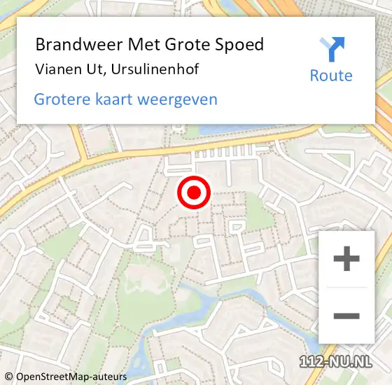 Locatie op kaart van de 112 melding: Brandweer Met Grote Spoed Naar Vianen, Ursulinenhof op 31 december 2016 19:57