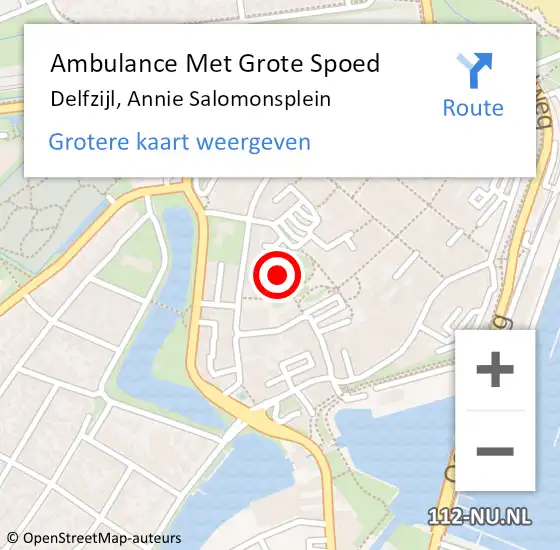 Locatie op kaart van de 112 melding: Ambulance Met Grote Spoed Naar Delfzijl, Annie Salomonsplein op 18 september 2013 13:52