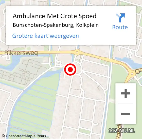 Locatie op kaart van de 112 melding: Ambulance Met Grote Spoed Naar Bunschoten-Spakenburg, Kolkplein op 31 december 2016 20:15