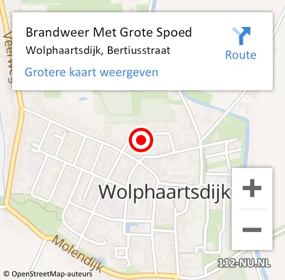 Locatie op kaart van de 112 melding: Brandweer Met Grote Spoed Naar Wolphaartsdijk, Bertiusstraat op 31 december 2016 20:18