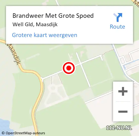 Locatie op kaart van de 112 melding: Brandweer Met Grote Spoed Naar Well Gld, Maasdijk op 6 januari 2014 13:05