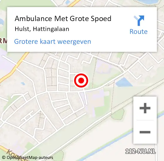 Locatie op kaart van de 112 melding: Ambulance Met Grote Spoed Naar Hulst, Hattingalaan op 31 december 2016 20:46