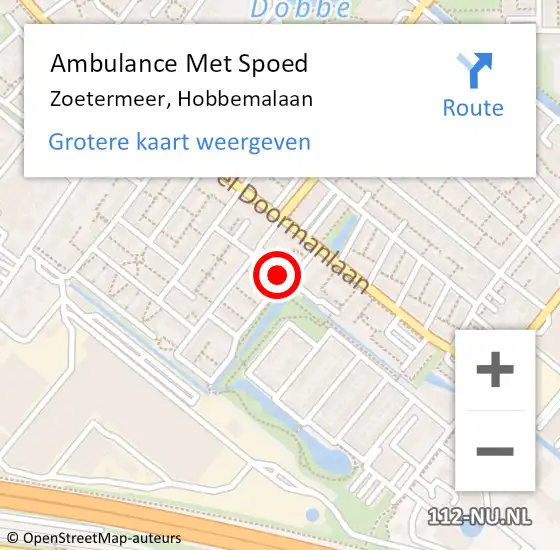 Locatie op kaart van de 112 melding: Ambulance Met Spoed Naar Zoetermeer, Hobbemalaan op 18 september 2013 13:54