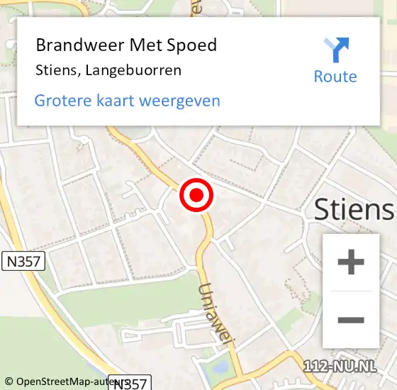 Locatie op kaart van de 112 melding: Brandweer Met Spoed Naar Stiens, Langebuorren op 31 december 2016 21:12