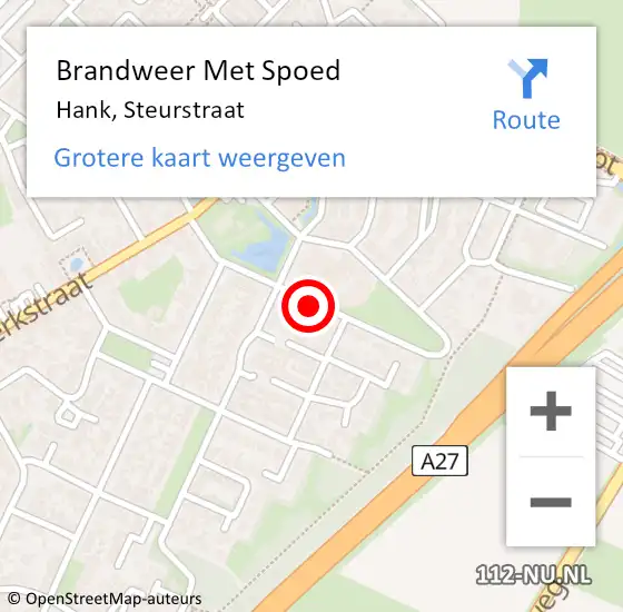 Locatie op kaart van de 112 melding: Brandweer Met Spoed Naar Hank, Steurstraat op 31 december 2016 21:14