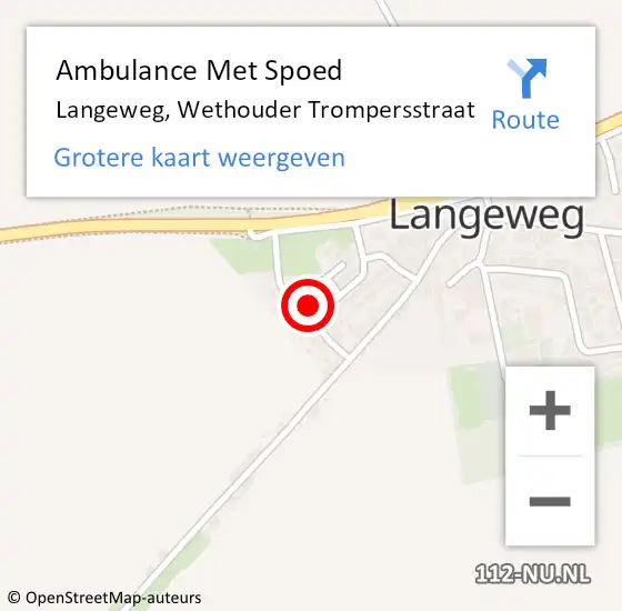 Locatie op kaart van de 112 melding: Ambulance Met Spoed Naar Langeweg, Wethouder Trompersstraat op 31 december 2016 21:19