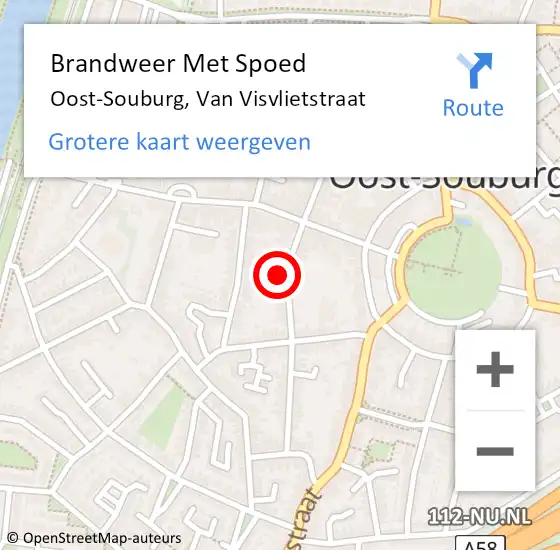 Locatie op kaart van de 112 melding: Brandweer Met Spoed Naar Oost-Souburg, Van Visvlietstraat op 31 december 2016 21:22