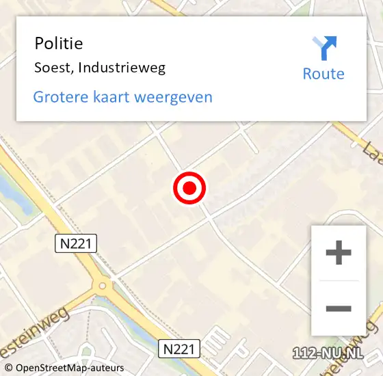 Locatie op kaart van de 112 melding: Politie Soest, Industrieweg op 6 januari 2014 13:10