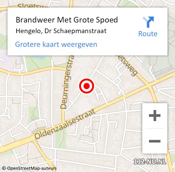 Locatie op kaart van de 112 melding: Brandweer Met Grote Spoed Naar Hengelo, Dr Schaepmanstraat op 31 december 2016 21:23