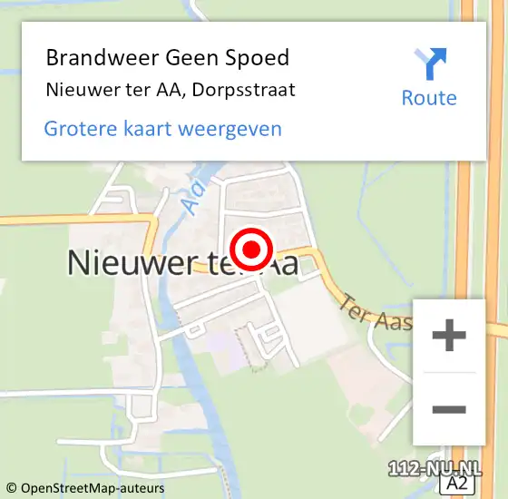 Locatie op kaart van de 112 melding: Brandweer Geen Spoed Naar Nieuwer ter AA, Dorpsstraat op 31 december 2016 21:24