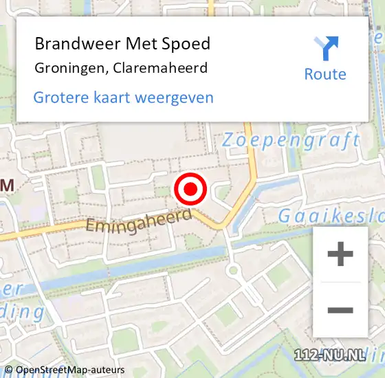 Locatie op kaart van de 112 melding: Brandweer Met Spoed Naar Groningen, Claremaheerd op 31 december 2016 21:34