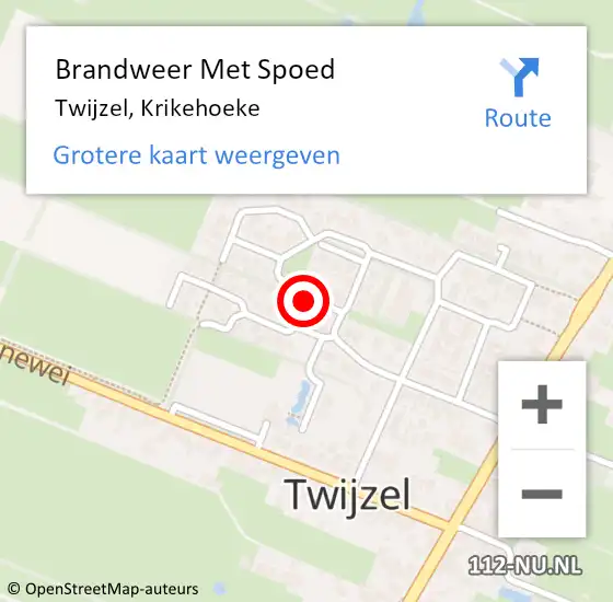 Locatie op kaart van de 112 melding: Brandweer Met Spoed Naar Twijzel, Krikehoeke op 31 december 2016 21:35