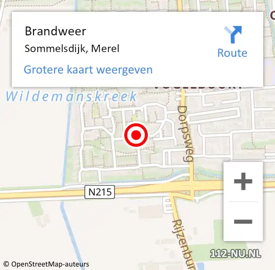 Locatie op kaart van de 112 melding: Brandweer Sommelsdijk, Merel op 31 december 2016 21:42