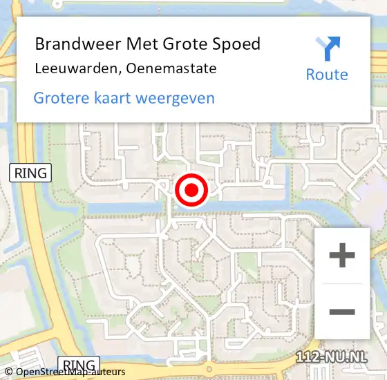 Locatie op kaart van de 112 melding: Brandweer Met Grote Spoed Naar Leeuwarden, Oenemastate op 31 december 2016 21:46