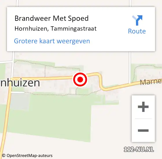 Locatie op kaart van de 112 melding: Brandweer Met Spoed Naar Hornhuizen, Tammingastraat op 31 december 2016 21:47