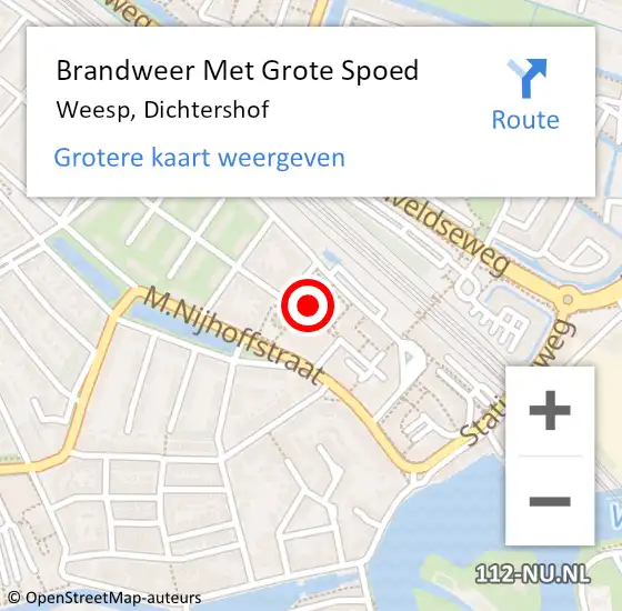 Locatie op kaart van de 112 melding: Brandweer Met Grote Spoed Naar Weesp, Dichtershof op 31 december 2016 21:54