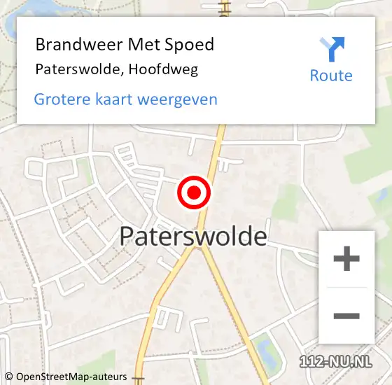 Locatie op kaart van de 112 melding: Brandweer Met Spoed Naar Paterswolde, Hoofdweg op 31 december 2016 22:06