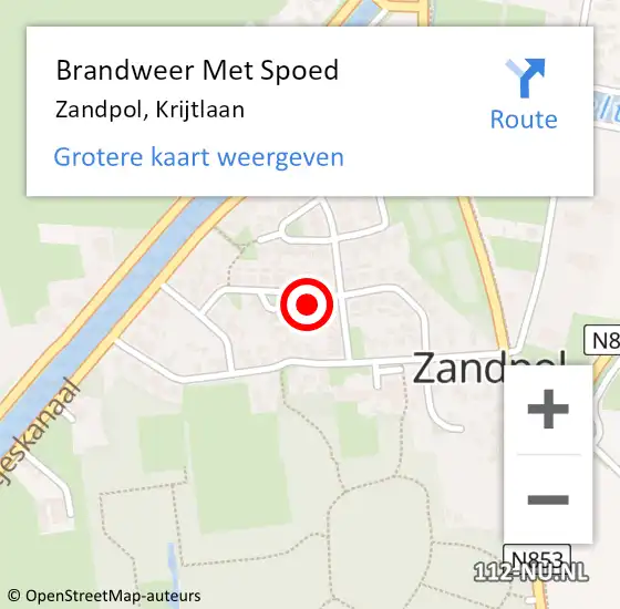 Locatie op kaart van de 112 melding: Brandweer Met Spoed Naar Zandpol, Krijtlaan op 31 december 2016 22:08