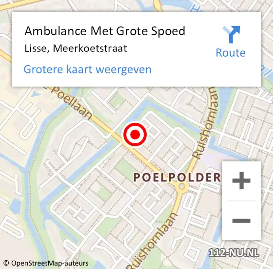 Locatie op kaart van de 112 melding: Ambulance Met Grote Spoed Naar Lisse, Meerkoetstraat op 31 december 2016 22:12