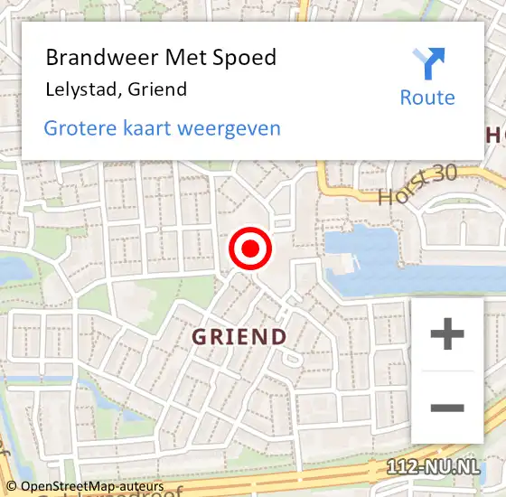 Locatie op kaart van de 112 melding: Brandweer Met Spoed Naar Lelystad, Griend op 31 december 2016 22:15