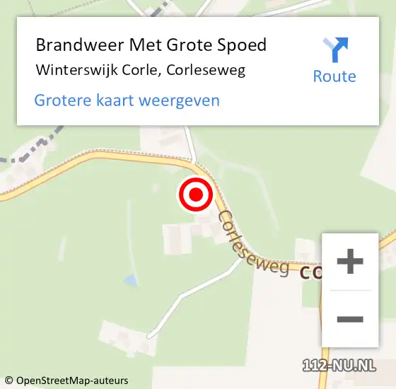 Locatie op kaart van de 112 melding: Brandweer Met Grote Spoed Naar Winterswijk Corle, Corleseweg op 31 december 2016 22:15