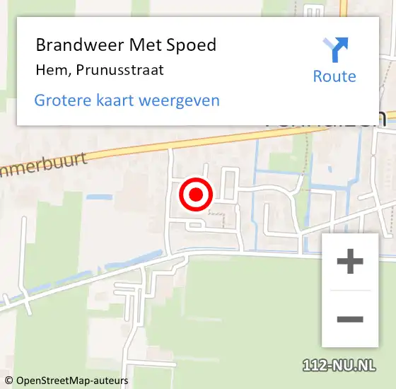 Locatie op kaart van de 112 melding: Brandweer Met Spoed Naar Hem, Prunusstraat op 31 december 2016 22:20