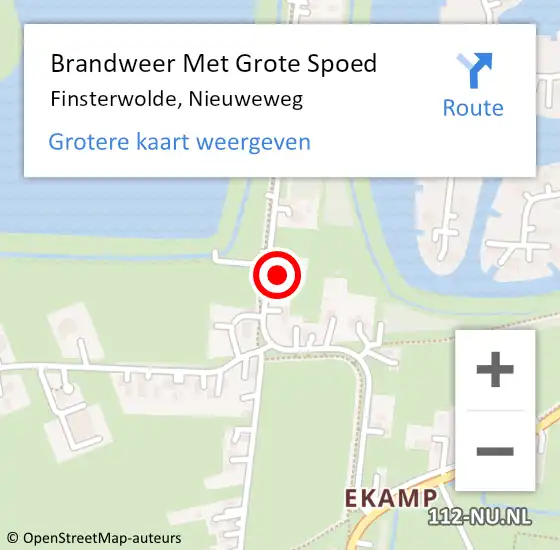 Locatie op kaart van de 112 melding: Brandweer Met Grote Spoed Naar Finsterwolde, Nieuweweg op 31 december 2016 22:24