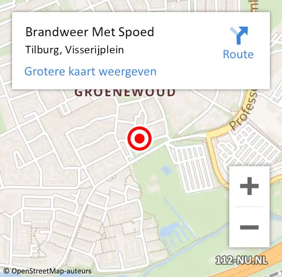 Locatie op kaart van de 112 melding: Brandweer Met Spoed Naar Tilburg, Visserijplein op 31 december 2016 22:28