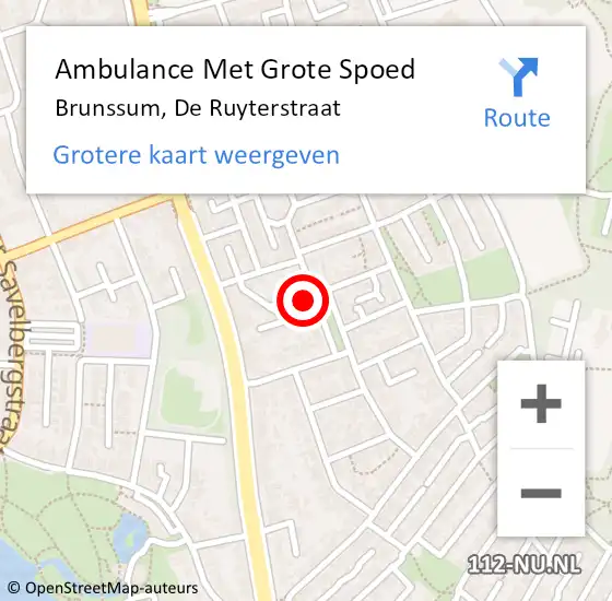 Locatie op kaart van de 112 melding: Ambulance Met Grote Spoed Naar Brunssum, De Ruyterstraat op 6 januari 2014 13:20
