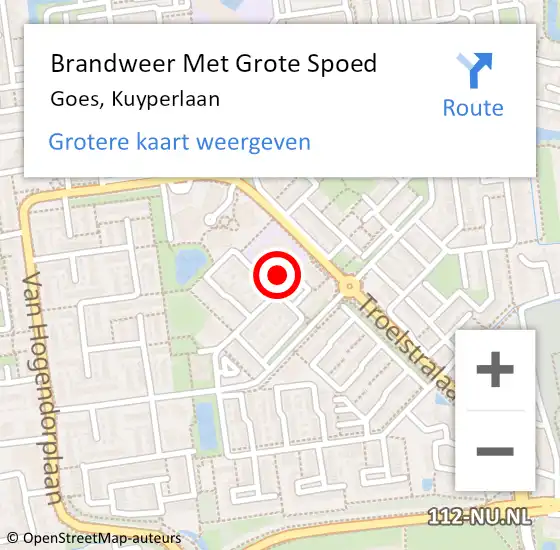 Locatie op kaart van de 112 melding: Brandweer Met Grote Spoed Naar Goes, Kuyperlaan op 31 december 2016 22:39