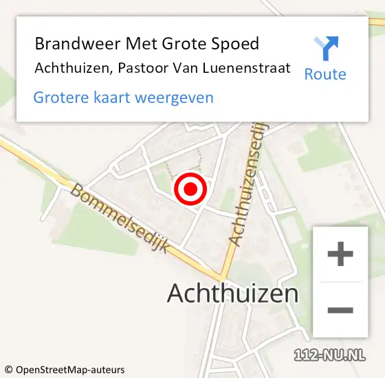 Locatie op kaart van de 112 melding: Brandweer Met Grote Spoed Naar Achthuizen, Pastoor Van Luenenstraat op 31 december 2016 22:43