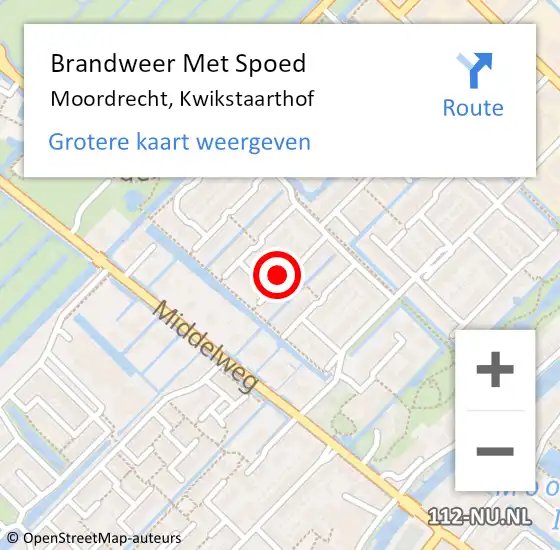 Locatie op kaart van de 112 melding: Brandweer Met Spoed Naar Moordrecht, Kwikstaarthof op 31 december 2016 22:48