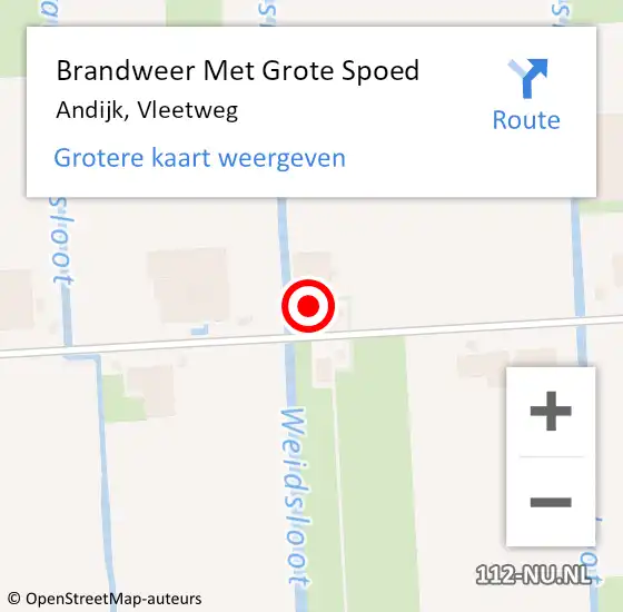 Locatie op kaart van de 112 melding: Brandweer Met Grote Spoed Naar Andijk, Vleetweg op 31 december 2016 22:49