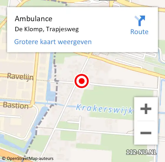 Locatie op kaart van de 112 melding: Ambulance De Klomp, Trapjesweg op 31 december 2016 22:58