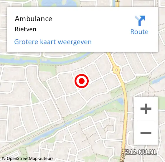 Locatie op kaart van de 112 melding: Ambulance Rietven op 31 december 2016 23:04