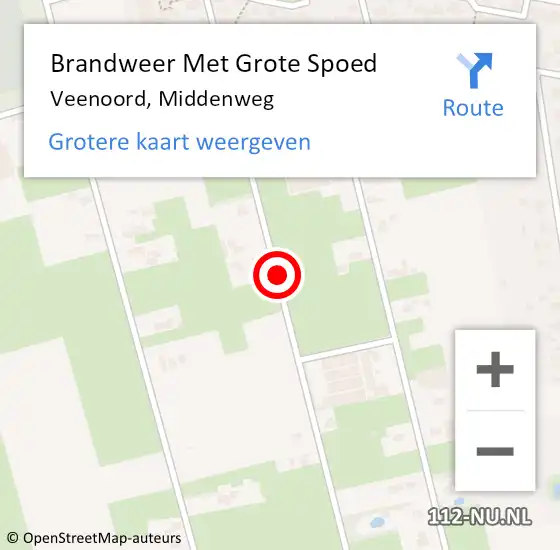 Locatie op kaart van de 112 melding: Brandweer Met Grote Spoed Naar Veenoord, Middenweg op 31 december 2016 23:20