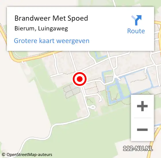 Locatie op kaart van de 112 melding: Brandweer Met Spoed Naar Bierum, Luingaweg op 31 december 2016 23:24