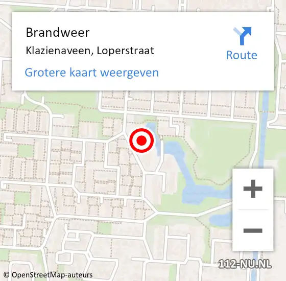 Locatie op kaart van de 112 melding: Brandweer Klazienaveen, Loperstraat op 31 december 2016 23:32