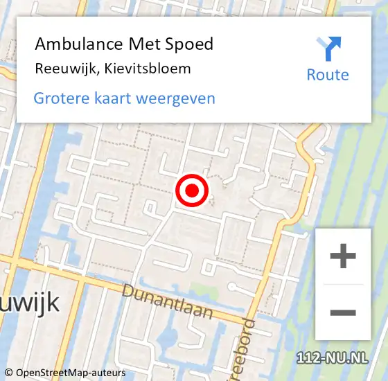 Locatie op kaart van de 112 melding: Ambulance Met Spoed Naar Reeuwijk, Kievitsbloem op 31 december 2016 23:34