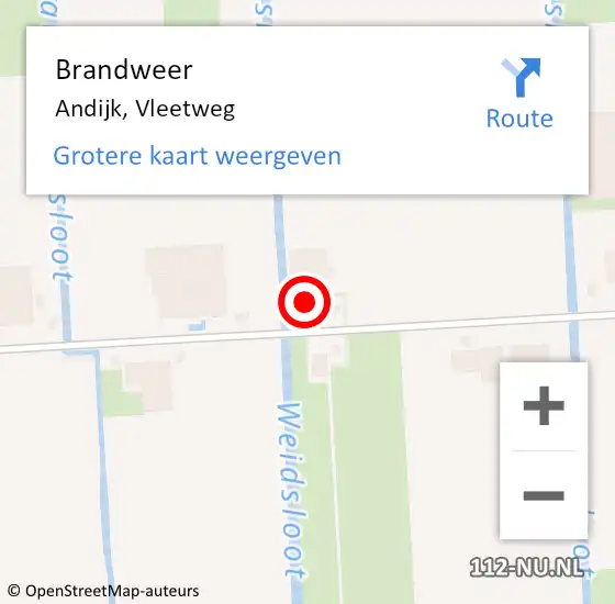 Locatie op kaart van de 112 melding: Brandweer Andijk, Vleetweg op 31 december 2016 23:36