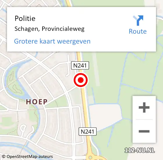 Locatie op kaart van de 112 melding: Politie Schagen, Provincialeweg op 31 december 2016 23:43