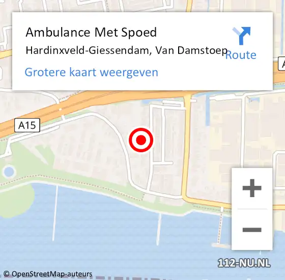 Locatie op kaart van de 112 melding: Ambulance Met Spoed Naar Hardinxveld-Giessendam, Van Damstoep op 1 januari 2017 00:12