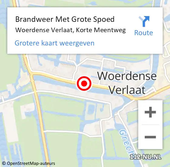 Locatie op kaart van de 112 melding: Brandweer Met Grote Spoed Naar Woerdense Verlaat, Korte Meentweg op 1 januari 2017 00:16