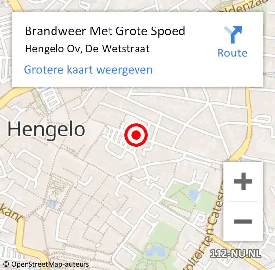 Locatie op kaart van de 112 melding: Brandweer Met Grote Spoed Naar Hengelo Ov, De Wetstraat op 1 januari 2017 00:17